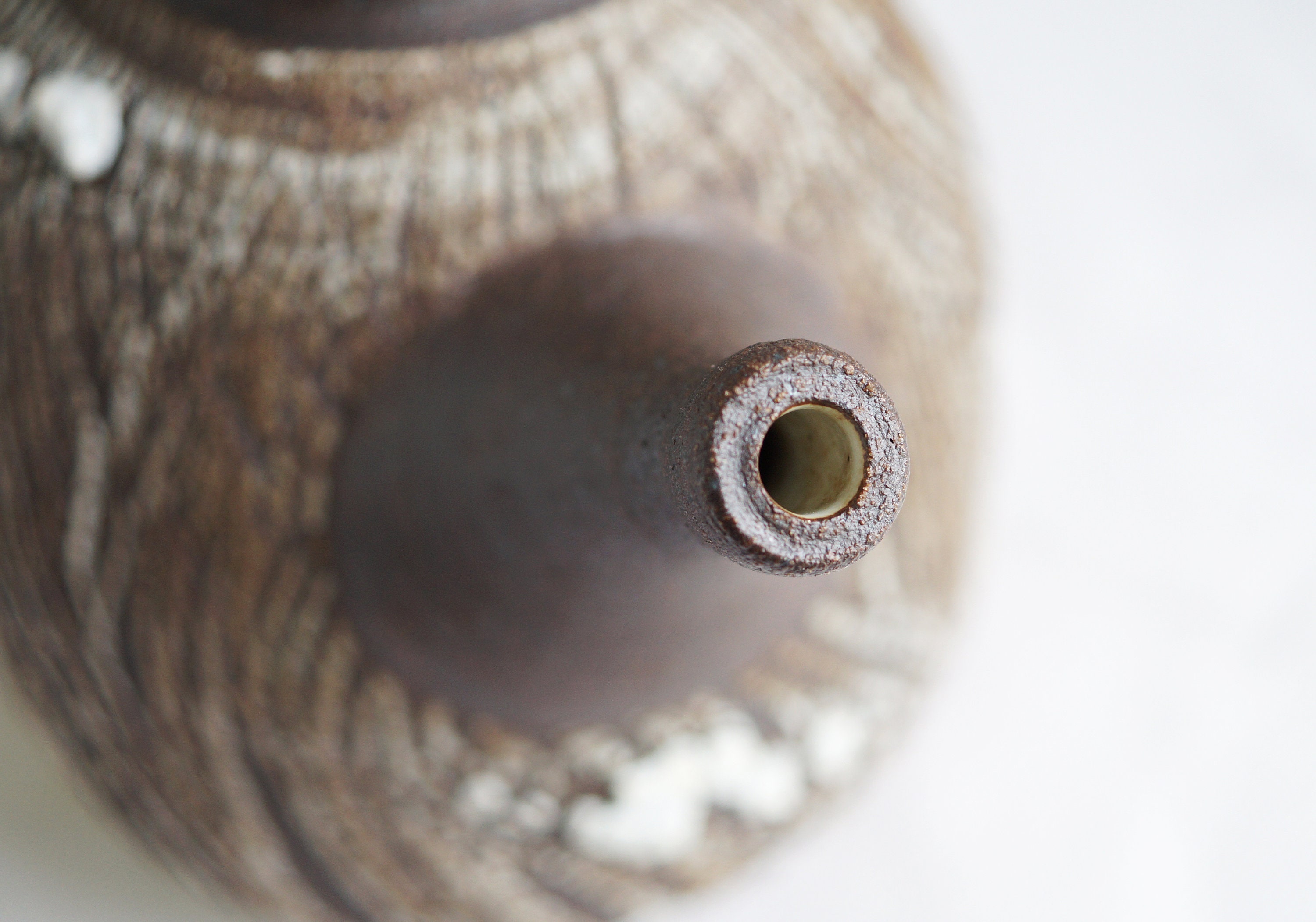 Handmade Ceramic Teapot, Crack Texture, Rustic Design, Wood Twig Handle