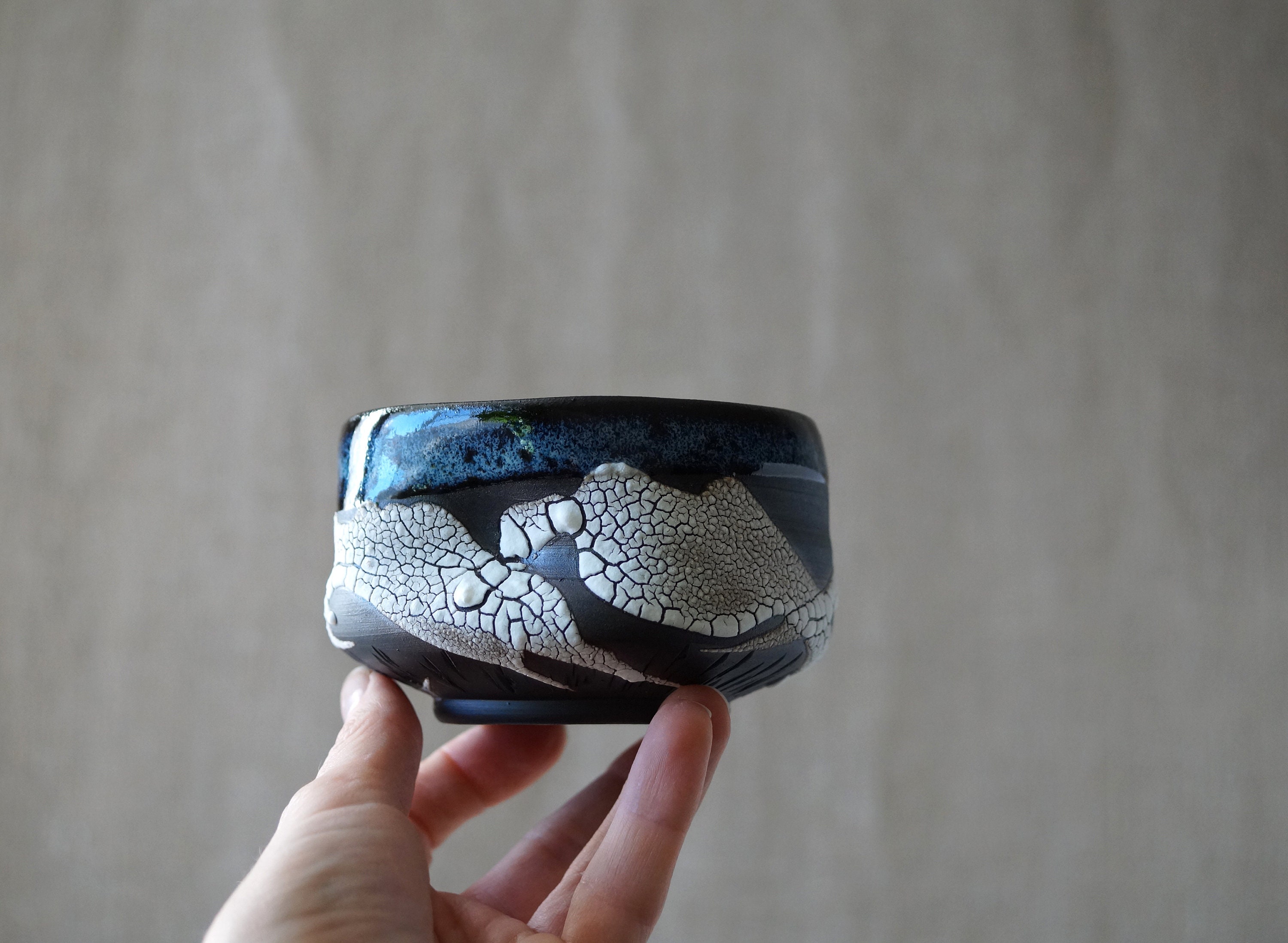 Handmade Ceramic Matcha Bowl, 8 oz, Chawan, Tea Cup, Unique Crackle