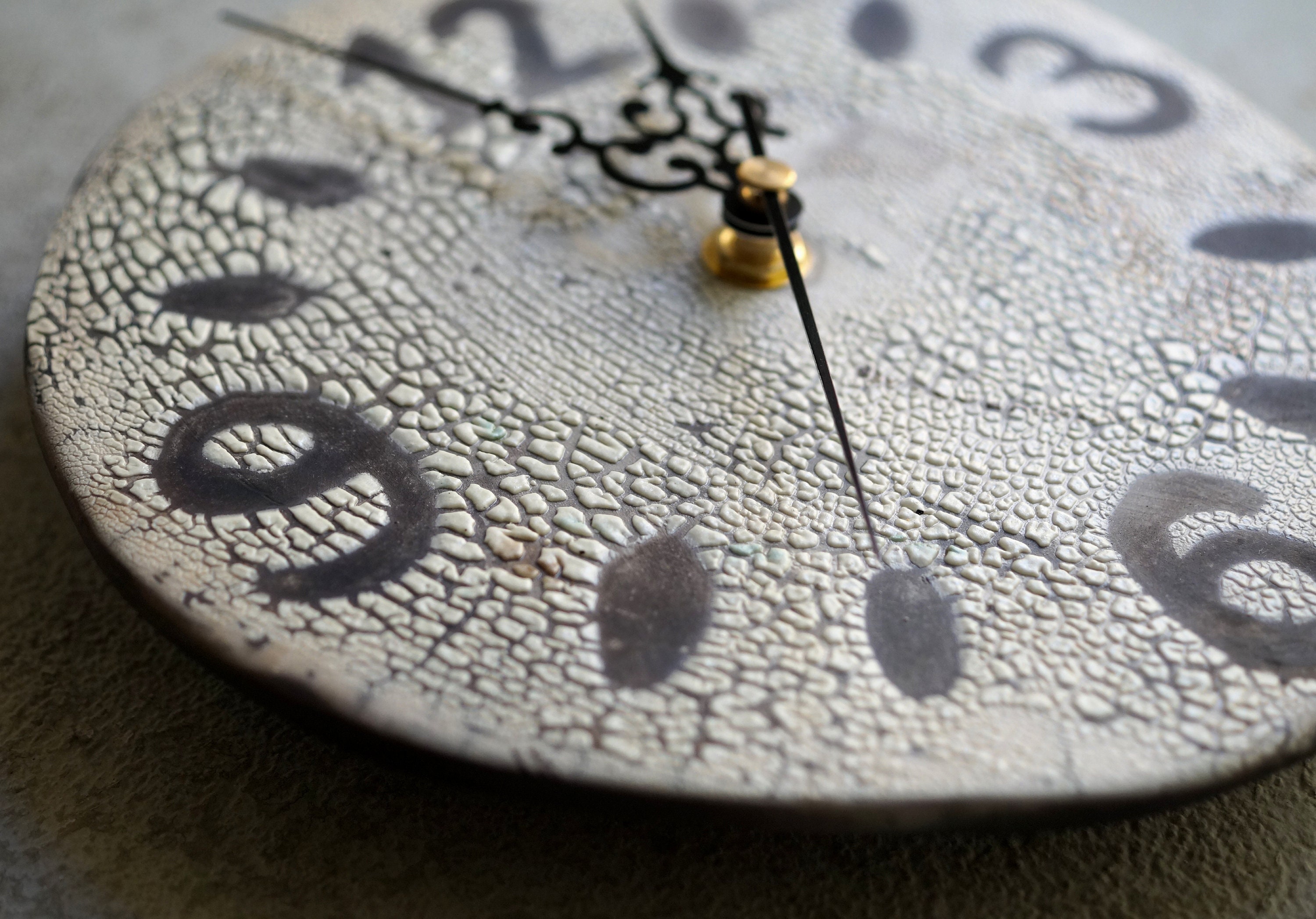 Handmade Ceramic Clock, Raku Firing Clock, Wallhanging Clock, Rustic Clock, Handmade Ceramic Clock, Raku Firing Clock, Wallhanging Clock, Rustic Clock,