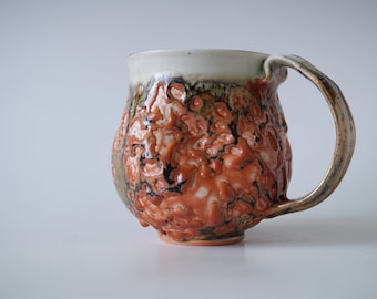 Handmade Ceramic Mug, 8 oz, Shino Glaze