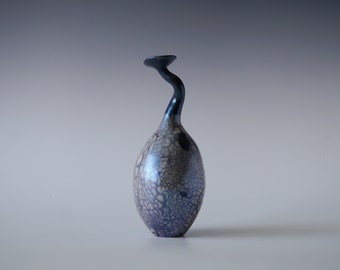 Ceramic Raku Vase, 9"x 4", Iridescent Raku Arts, Naked Raku Firing, #1