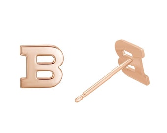 14k Yellow Gold Initial Earrings Letter: A