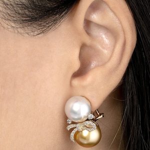 Pearl Earring Diamond  handmade earring gift for her unique earring Stud Earring 14k Gold Minimalist Earring Fine Jewelry Dainty Earring