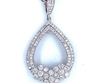 Diamond Teardrop Pendant 3/8 CT. T.W. 14K White Gold Dainty Teardrop Pendant For Women Genuine Diamond Pendant For Women