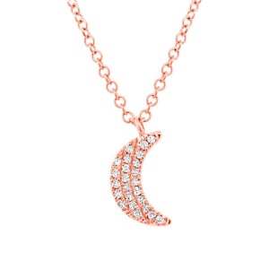14k Rose Gold Crescent Moon Pendant / Gift for her / Diamond Pendant / Jewelry / 14k / Necklace for her / Hand Made /  Natural Diamond