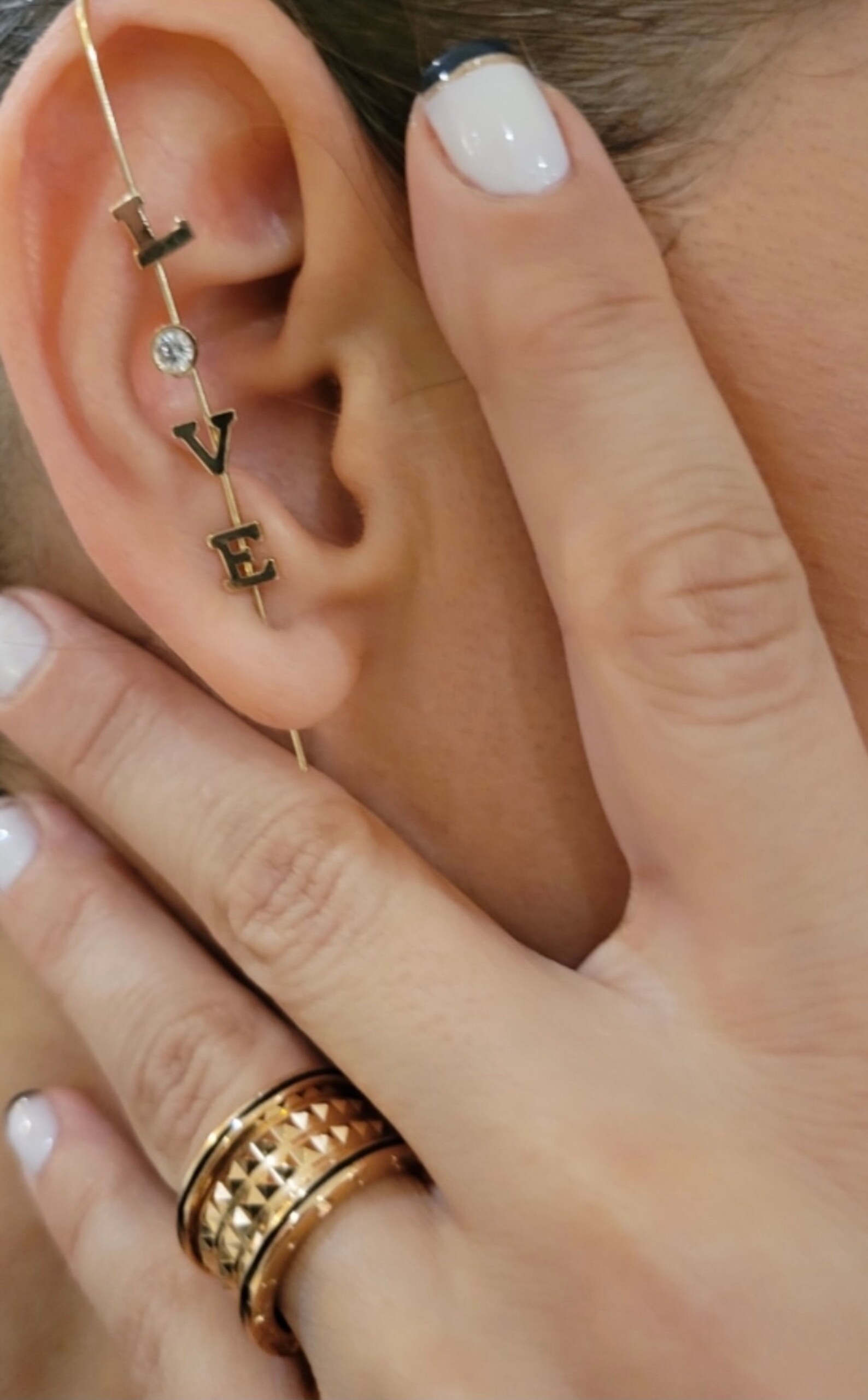 14k Yellow Gold Diamond Ear Crawler Earring Etsy