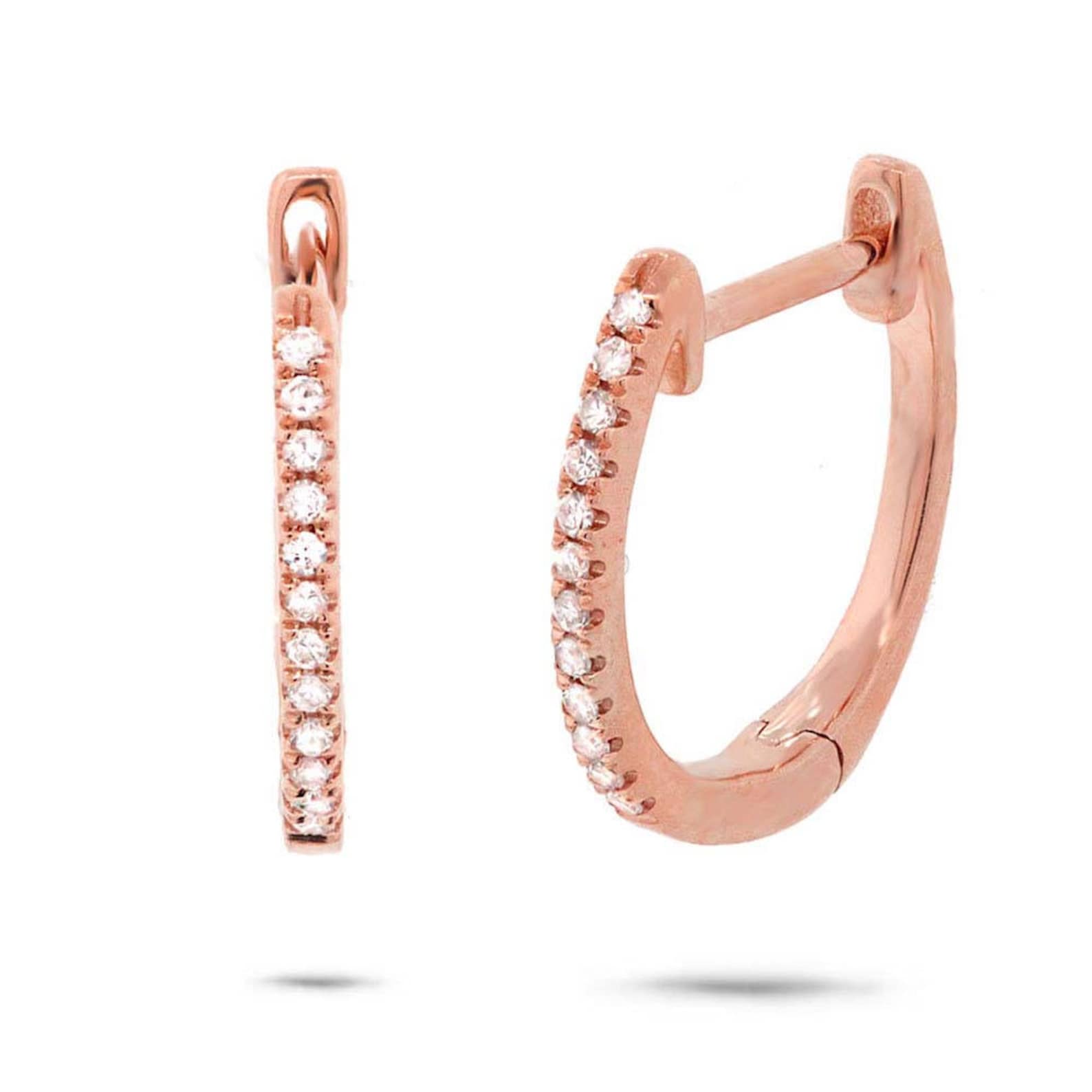 Huggies Earring 14k Rose Gold Diamond Earring 14k Gold Hand Made ...