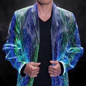 Giacca luminosa a LED per uomo, abbigliamento formale da festa, abbigliamento da festival musicale, regalo per Natale, abbigliamento da rave