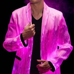 Traje de fiesta para festival, equipo para rave, Burning Man, chaqueta LED con luces exclusivas para hombre, blazer blanco, ropa de fibra óptica para fiesta en barco privado
