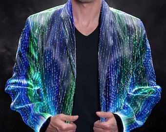 LUCKY STAR Led Light Up Jacket for Men Formal Party Outfit Music Fesitival Outfit Gift for Christmas Outfit Rave Outfit