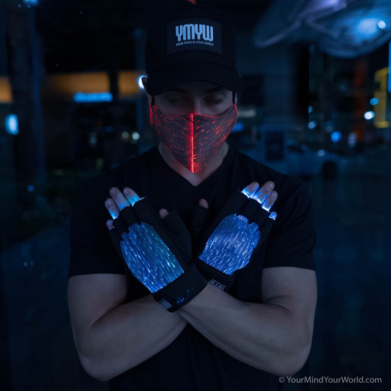 Fiber Optic LED Gloves for Men With Fingers Etsy