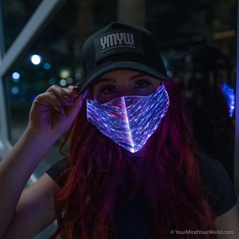 Light up Mask for Women / Rave Mask / Fiber Optic Mask / Etsy