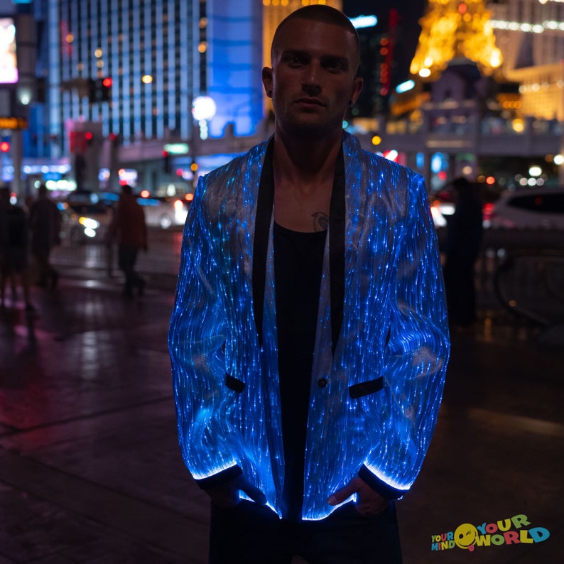 Fiber Optic Clothing LED Light Up Jacket for Men Burning Man Etsy