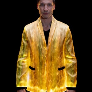 Party Festival Outfit Rave Gear Burning Man Unique Light Up LED Jacket for Men White Blazer Private Boat Party Fiber Optic Clothing