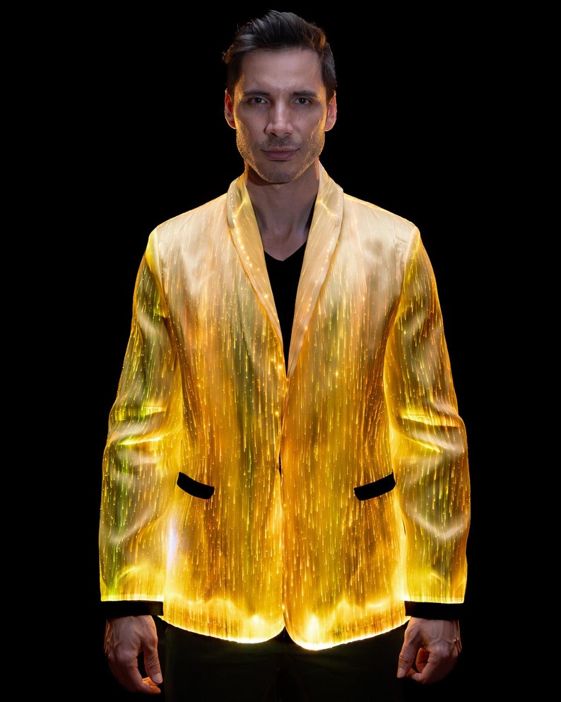 Party Festival Outfit Rave Gear Burning Man Unique Light Up LED Jacket for Men White Blazer Private Boat Party Fiber Optic Clothing