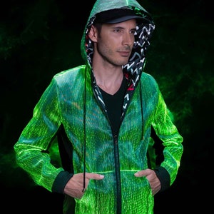 Light Up LED Hoodie Long Sleeve Mens Rave Outfit Burning Man Outfit EDC Festival Outfit Preppy Hoodie Rave Wear EDC Gear