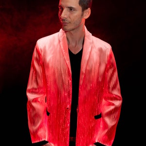 Party Festival Outfit Rave Gear Burning Man Unique Light Up LED Jacket for Men White Blazer Private Boat Party Fiber Optic Clothing