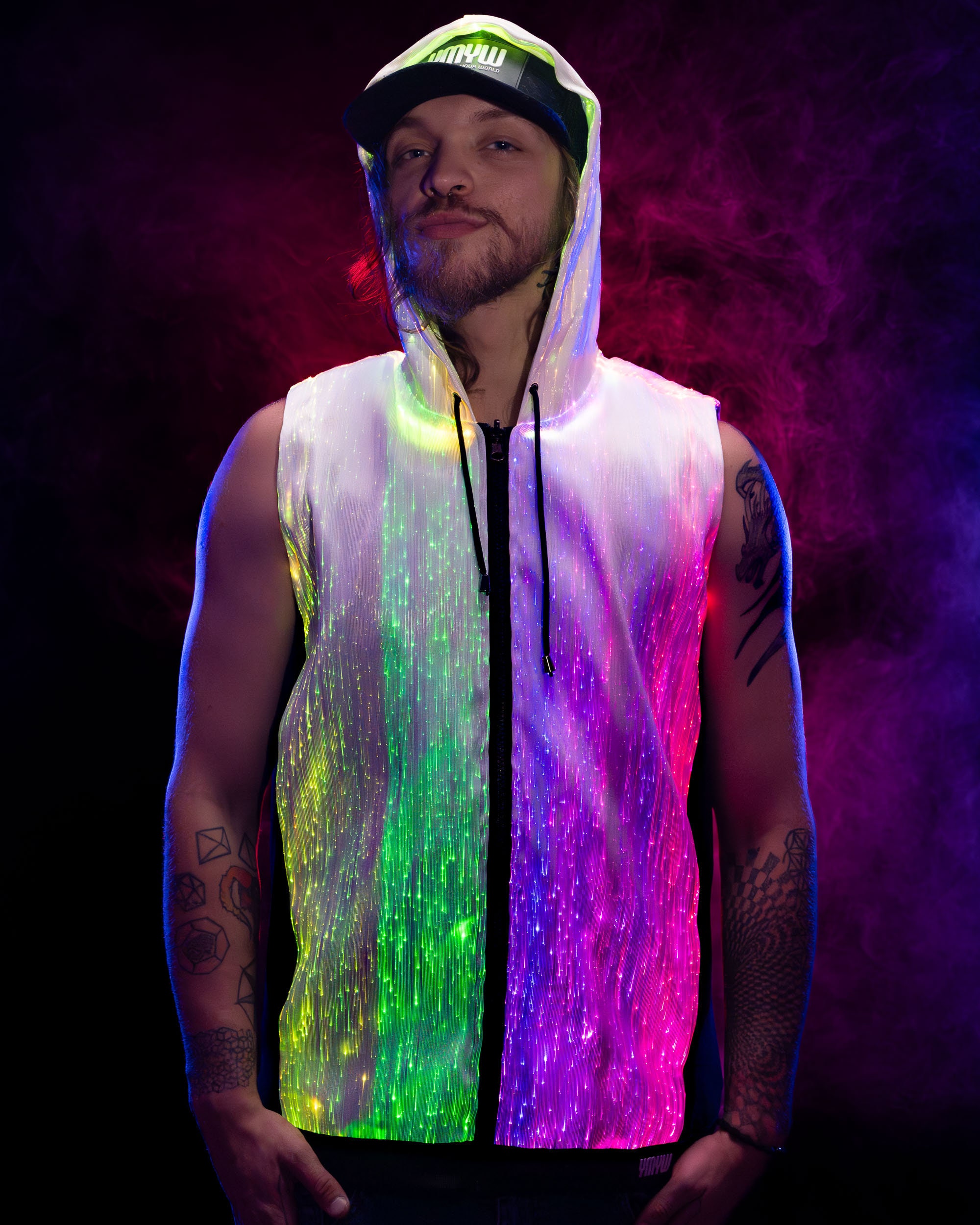 Light up LED Hoodie Sleeveless Mens Rave Outfit Burning Man