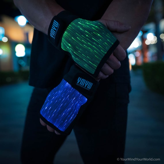 Light up Gloves for Men / Rave Gloves / Fiber Optic Etsy