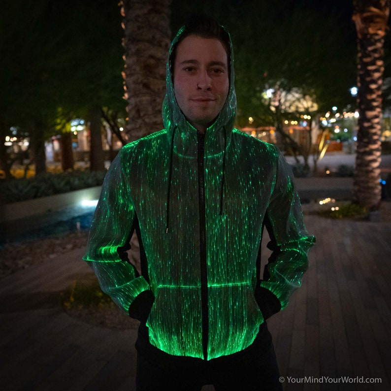 LED Hoodie Long Sleeve Light Up Hoodie Fiber Optic Hoodie Etsy