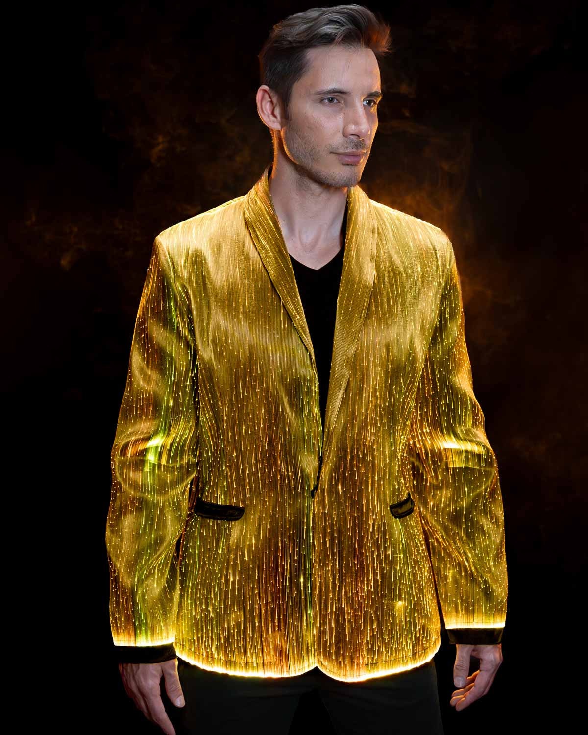 YNYW Mens Womens Unisex Flash Led Light Jacket Vest Trouser For Party Xmas Christmas Fancy Outdoor Costume (Jacket, S