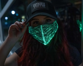 Light up Mask for Women / Rave Mask / Fiber Optic Mask / Burning Man Clothing / BLACK