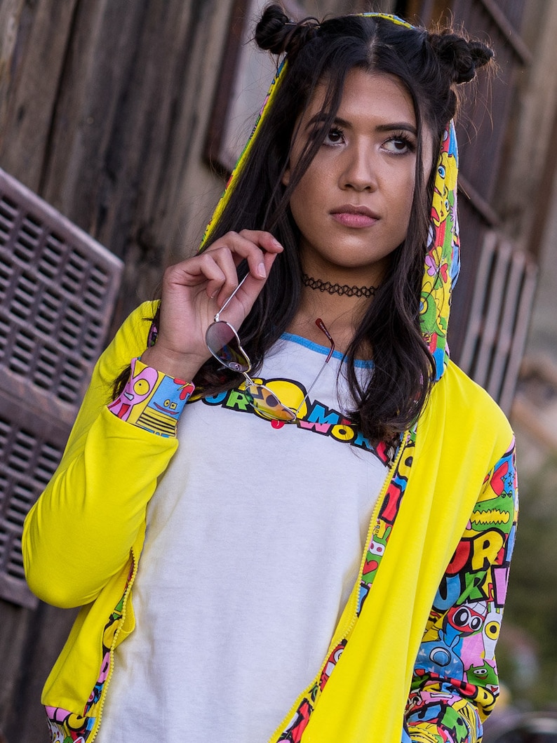 Cute Zip Up Hoodies EDM Outfits Girls Hooded Sweatshirt Etsy