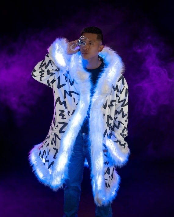 Furry Jacket Light Up Faux Fur Coat Fur Coat Led Light Up Jacket