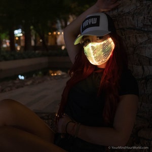 Light Up Rave Mask for Women / Dust Mask / Fiber Optic Mask / Cool Mask / Rave Clothing / WHITE