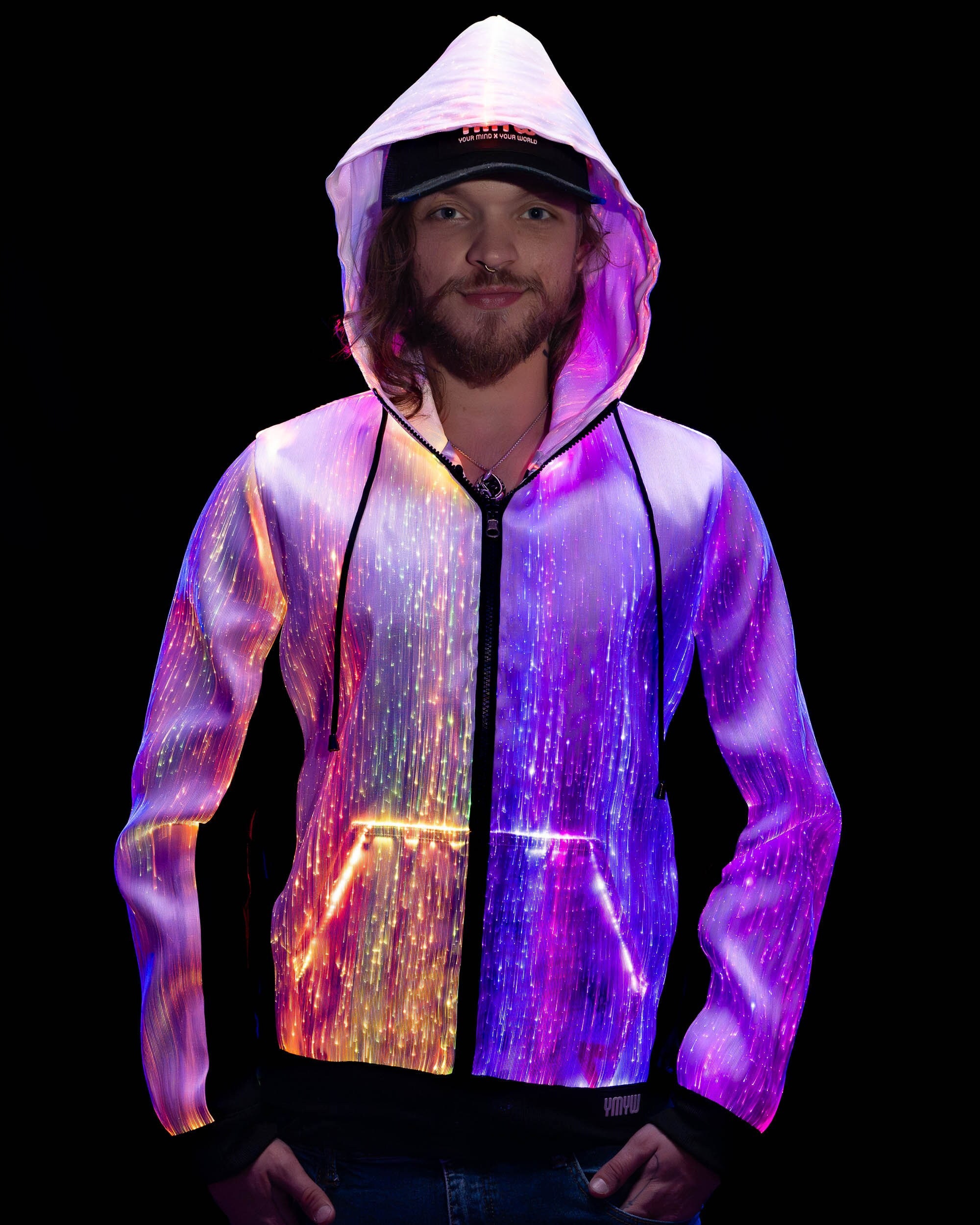Chameleon X Dual-lit Multicolor LED Hoodie – Double-bright Fiber