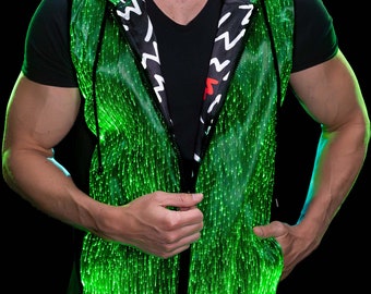 Light Up LED Hoodie Mens Rave Outfit Burning Man Outfit EDC Festival Outfit Preppy Hoodie Rave Wear EDC Gear Music Festival Outfit