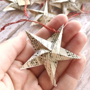 Star Party Favors - Star Decorations for Birthday Parties -  Sheet Music Star Decoration - Origami Sheet Music Star