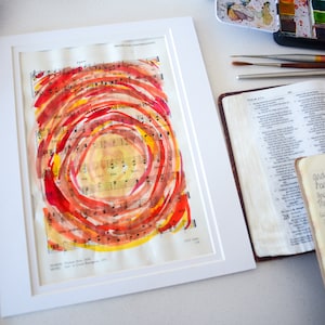 Watercolor Painted Doxology Hymn Sheet Music, Christian Painting on Worship Song On Eagle&#39;s Wings,  Inspirational Home Decor, Gift for Mom