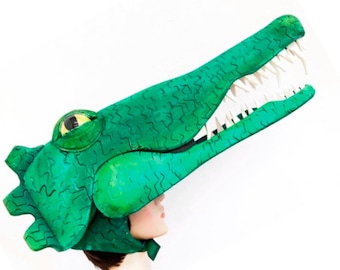 Crocodile mask XL Peter Pan adult/ teenage  costume head Tick Tock Mr Grin alligator for stage / theatre / ballet by Tentacle Studio