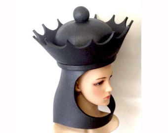 Chess Queen Costume Hat, Adult Black n White Halloween party headpiece for women human chess theme, Handmade by Tentacle Studio.