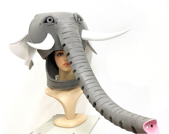 Elephant Mask with Flexible Trunk, headdress for Lion King, handmade