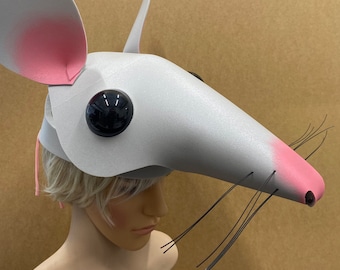 Gray Mouse Head Mask: Handmade Theatre Costume, Adult Child Sizes