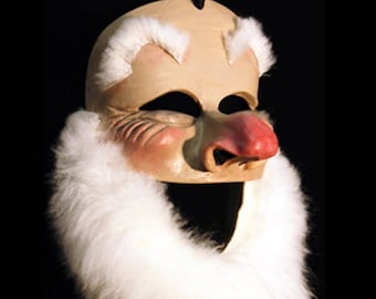 Sneezy Dwarf Mask: Snow White Handmade Papier Mache, Sheepskin Beard