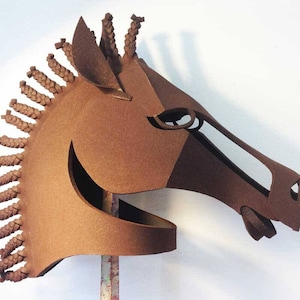 Máscara de escenario con cabeza de caballo Equus Tocado del Hombre de La Mancha EN STOCK Máscara de disfraces para adultos y adolescentes fabricada por Tentacle Studio