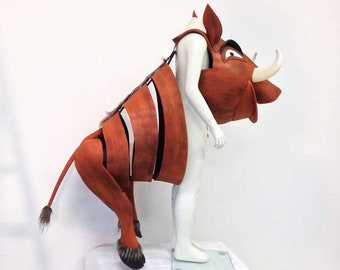 Pumbaa Costume: CHILD SIZE  head and body Lion King Pumba Warthog Outfit, handmade by Tentacle Studio