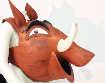 Pumba Pumbaa Lion King costume mask head, Kids + Adult sizes HEAD ONLY, Warthog hippo theatre hat Handmade Tentacle Studio.