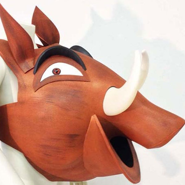 Tête de masque costume Pumba Pumbaa Roi Lion, tailles enfants + adultes TÊTE SEULEMENT, chapeau de théâtre d'hippopotame phacochère fait main studio de tentacule.