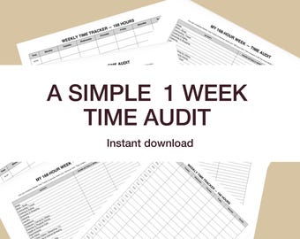 168 Hour Weekly Time Tracker Printable | Time Audit Worksheet | Hourly Productivity Planner | A4 & US Letter PDF