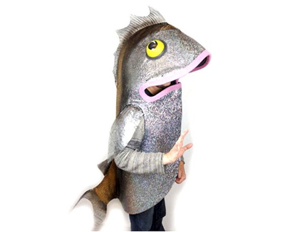 Fish Costume With Holographic Skin Fabric ADULT SIZE Animal Friendly Mascot  Outfit for Women Men Handmade by Tentacle Studio 