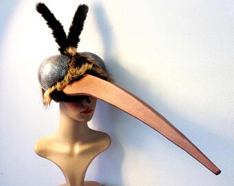 Mosquito Costume Mask Insect Hat Adult Halloween fly bug gnat head party pest mens masquerade mask READY to SHIP handmade by Tentacle Studio