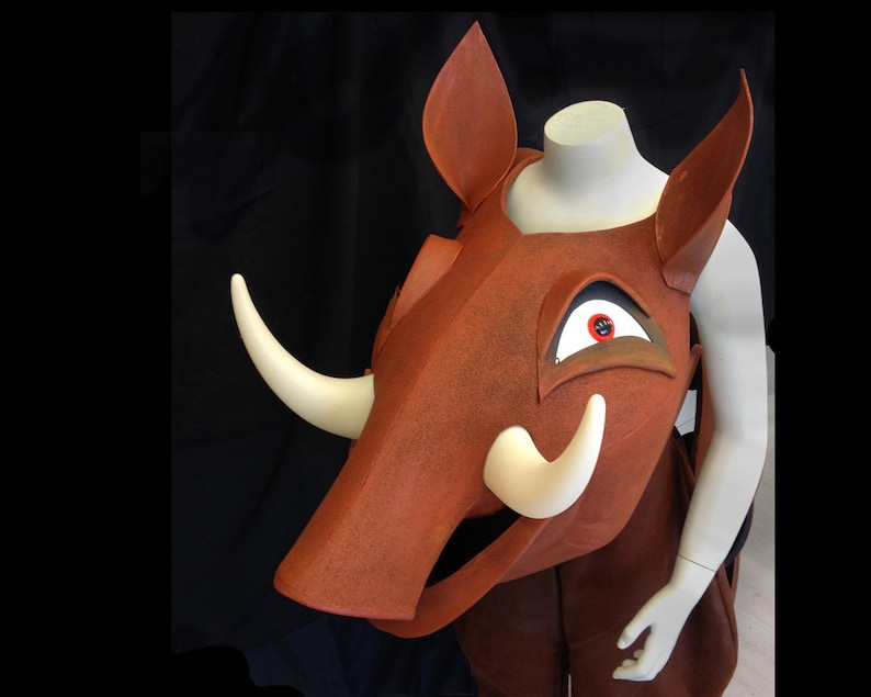 Pumba Pumbaa Lion King costume mask head, Kids Adult sizes HEAD ONLY, Warthog hippo theatre hat Handmade Tentacle Studio. image 2