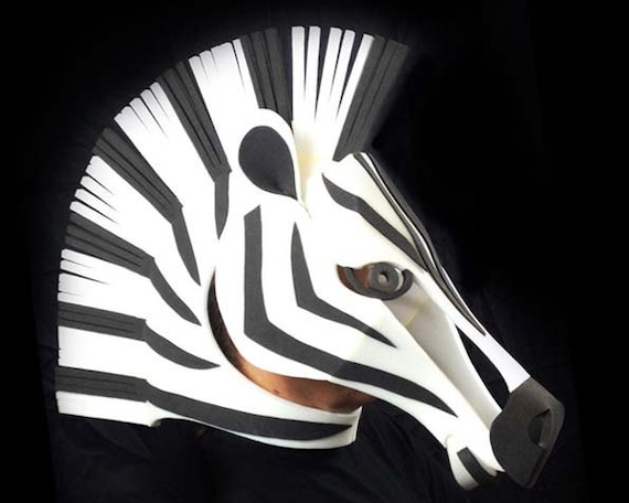 Zebra Latex Mask Adult Black White Zebra Latex Mask Adult Black White