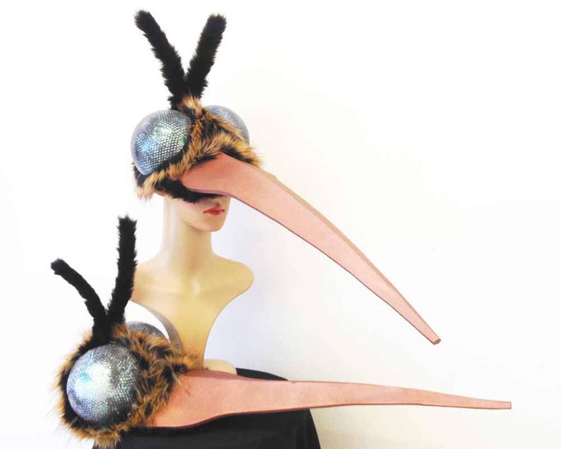 Mosquito Costume Mask Insect Hat Adult Halloween fly bug gnat head party pest mens masquerade mask READY to SHIP handmade by Tentacle Studio image 5