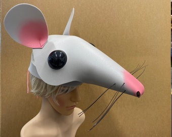 Mouse mask head gray /grey mice for Cinderella dance theatre Alice in Wonderland masquerade masks adult child Handmade by Tentacle Studio.