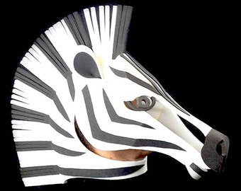 Zebra Mask Costume Head ADULT size headdress black and white African safari animal costume head handmade